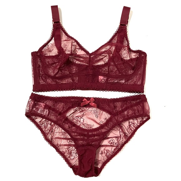 Agent Provocateur Liv Burgundy Set Size 3 - Picture 4 of 7